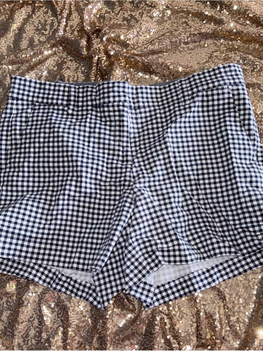 Nautica Navy & White Gingham High-Waist Shorts